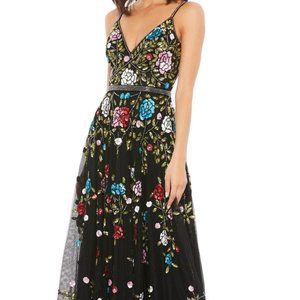 Mac Duggal Floral Embellished A-Line Gown
